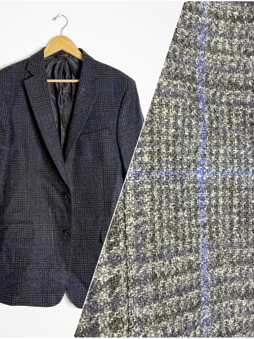 Brooks Brothers Regent Fit 42L 100% Wool Plaid Windowpane Blazer Sport Coat